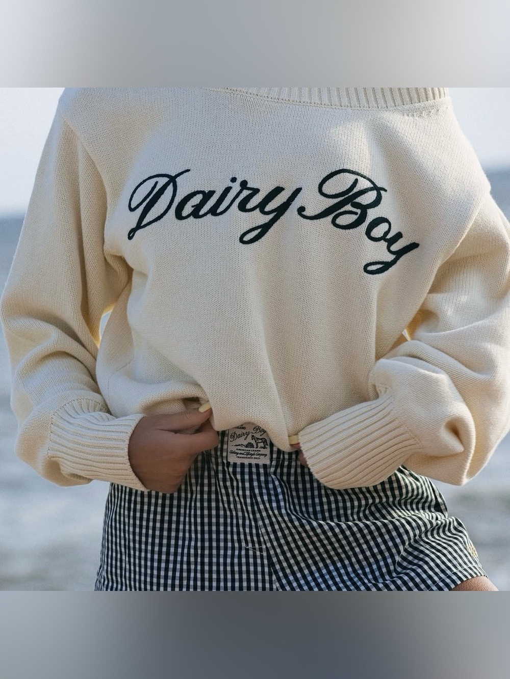 Dairy Boy Southport cream off the shoulder knit sweater